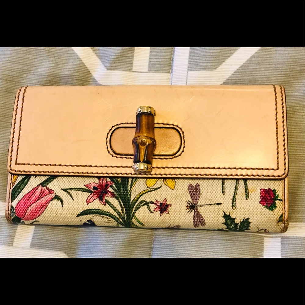 Gucci Floral Canvas Leather Wallet